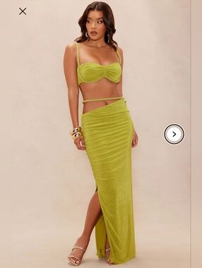 Fashion Nova Womens LUXE slinky Maxi Dress 2piece Set